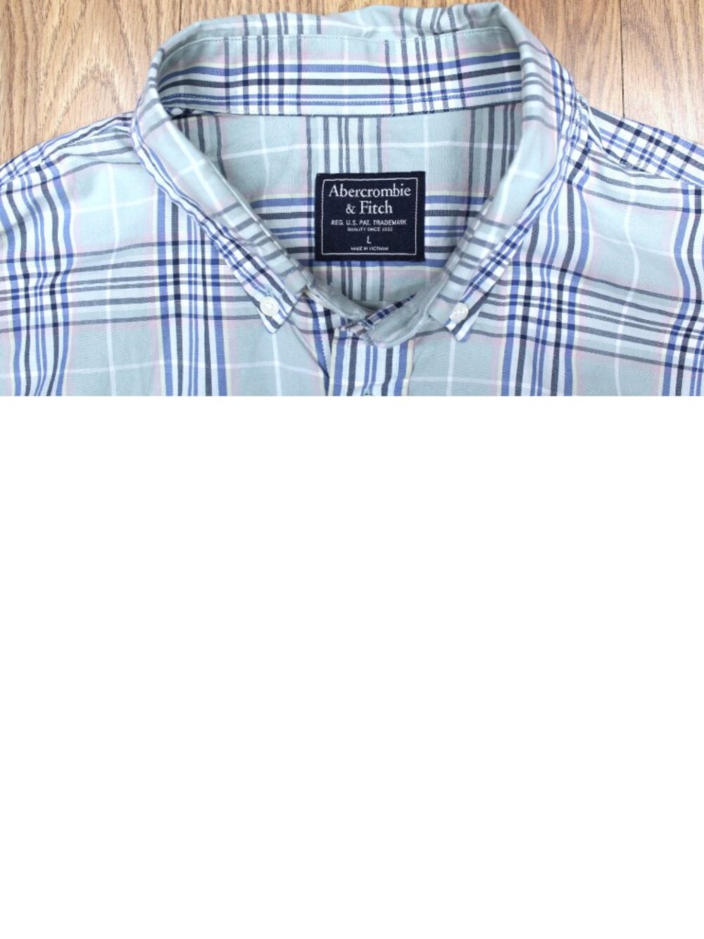 ABERCROMBIE & FITCH REGULAR FIT COTTON/SPANDEX SHIRT RED, BLUE & WHITE LARGE, L